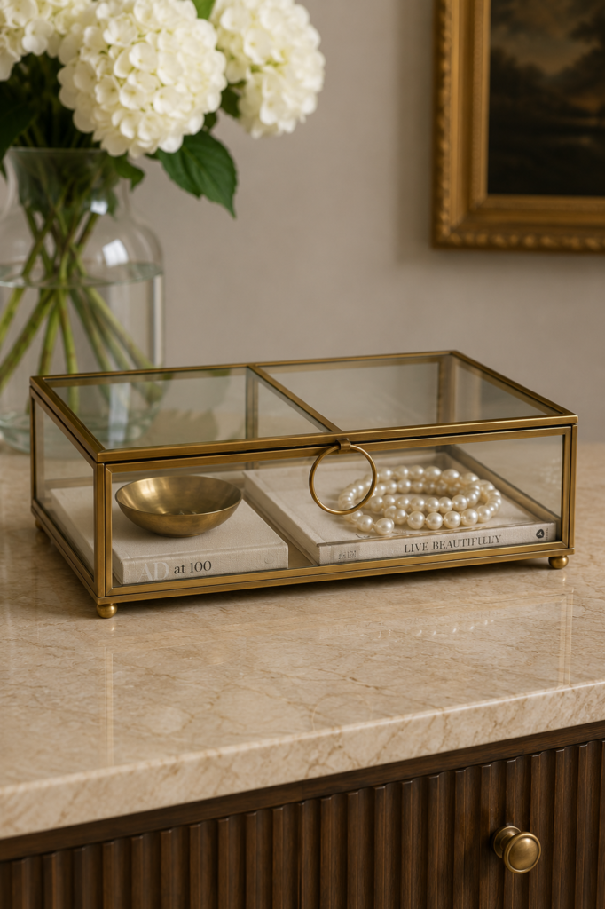 Gold and glass display box – Amazon home decor find